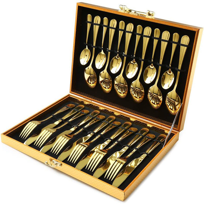 Élégance à Table : Ensemble de Couverts 24 Pièces en Acier Inoxydable