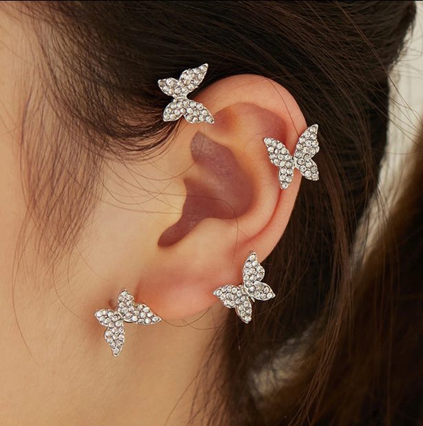 Éclat Papillon: Boucles d'Oreilles Clip Zircon Étincelant