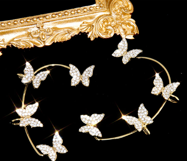 Éclat Papillon: Boucles d'Oreilles Clip Zircon Étincelant