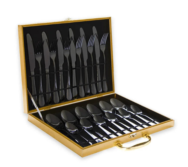 Élégance à Table : Ensemble de Couverts 24 Pièces en Acier Inoxydable